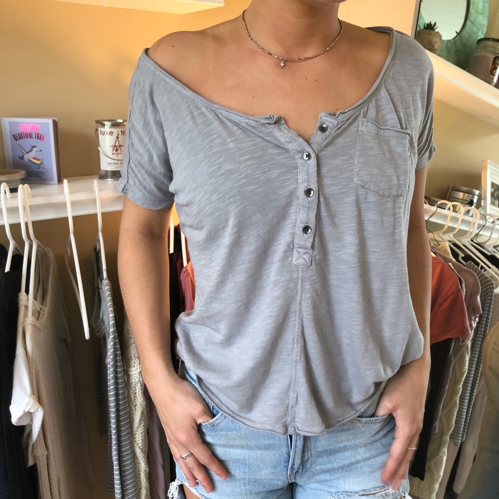 Melrose&Market Button Front Tee